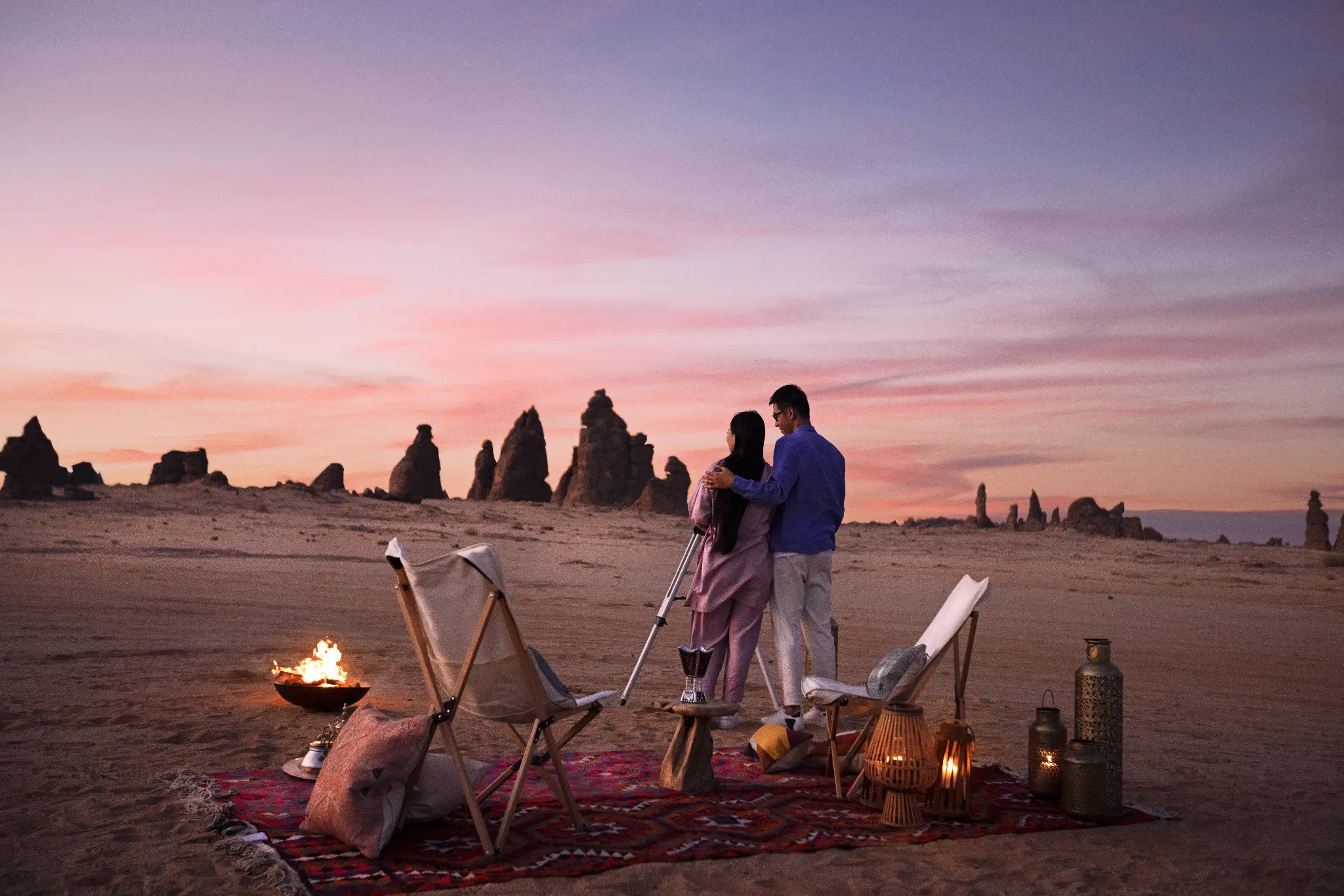 Desert sunset experience with Bedouin setup